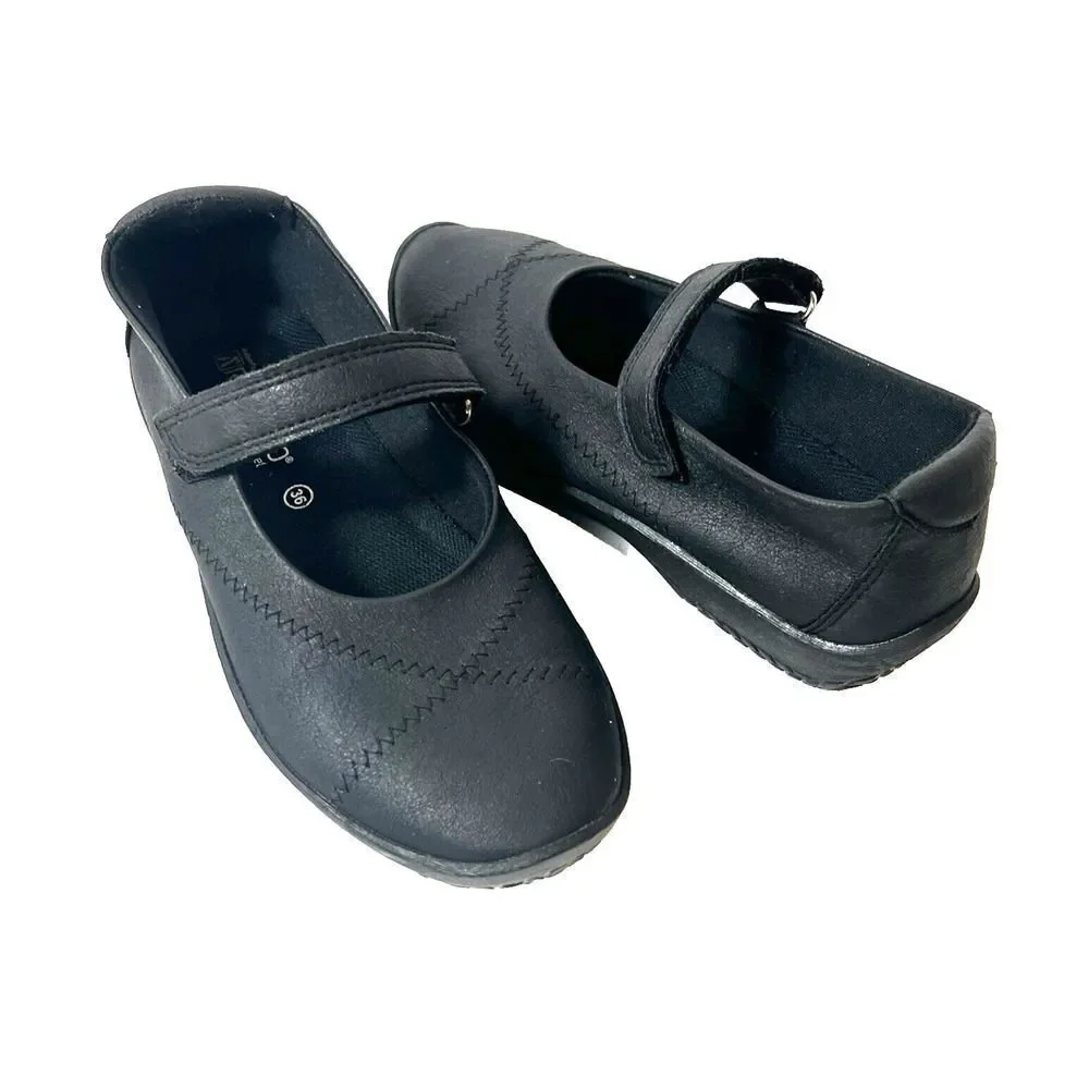 Arcopedico Womens EU 36 US 5.5 Comfort Casual Black Mary Jane Fabric Flats Shoes